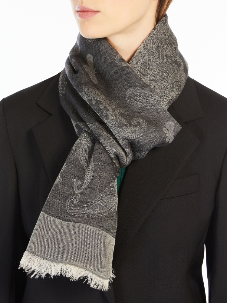 Jacquard-knit viscose and modal stole - BLACK - Weekend Max Mara - 2