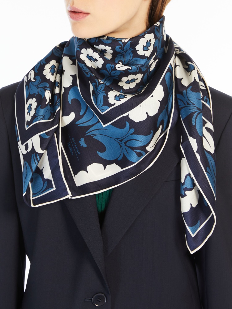 Printed silk maxi pocket square - ULTRAMARINE - Weekend Max Mara - 2