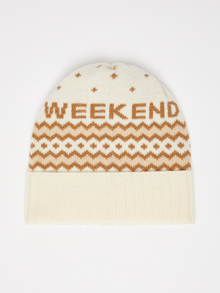 Jacquard-knit wool beanie hat - CAMEL - Weekend Max Mara