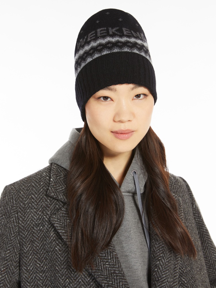 Jacquard-knit wool beanie hat - BLACK - Weekend Max Mara - 2