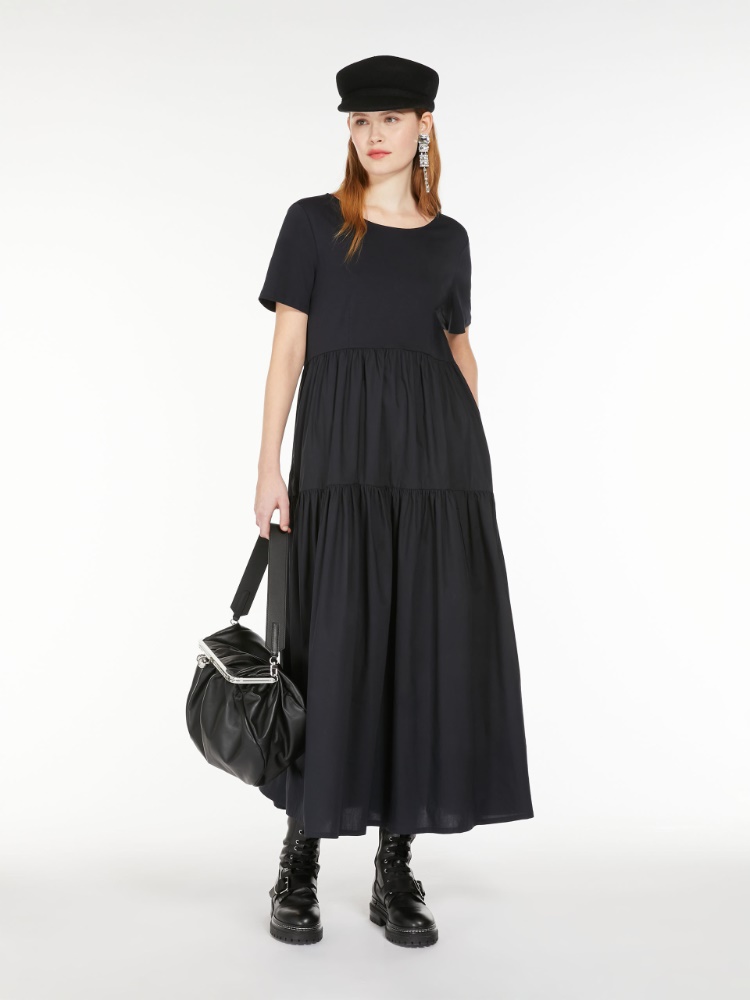 Long jersey and poplin dress - NAVY - Weekend Max Mara