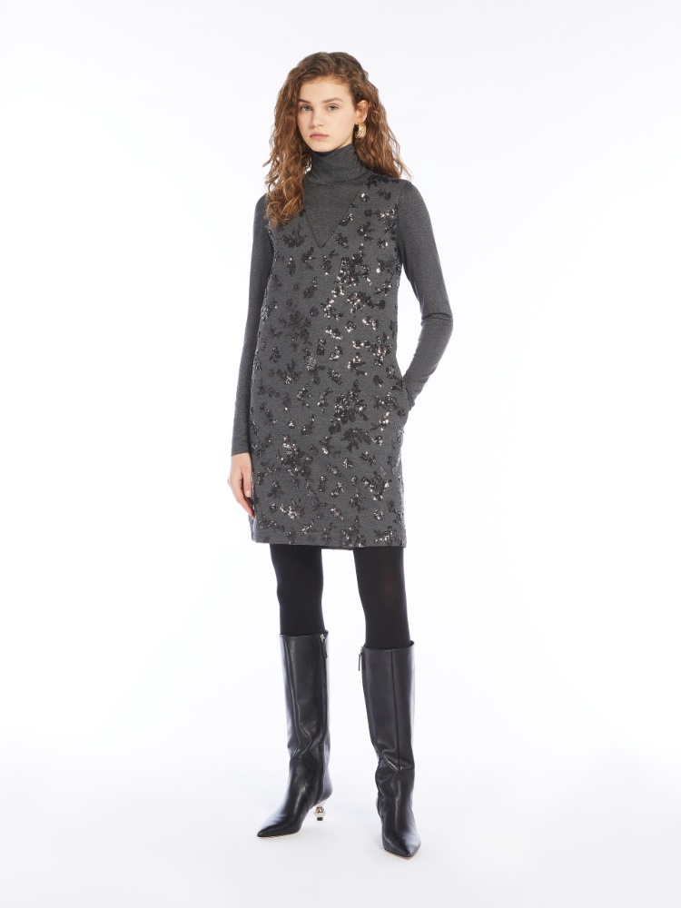 Milano-knit jersey dress with sequin detail - MEDIUM GREY - Weekend Max Mara - 2