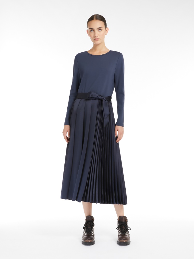 Milano-knit long jersey dress - NAVY - Weekend Max Mara