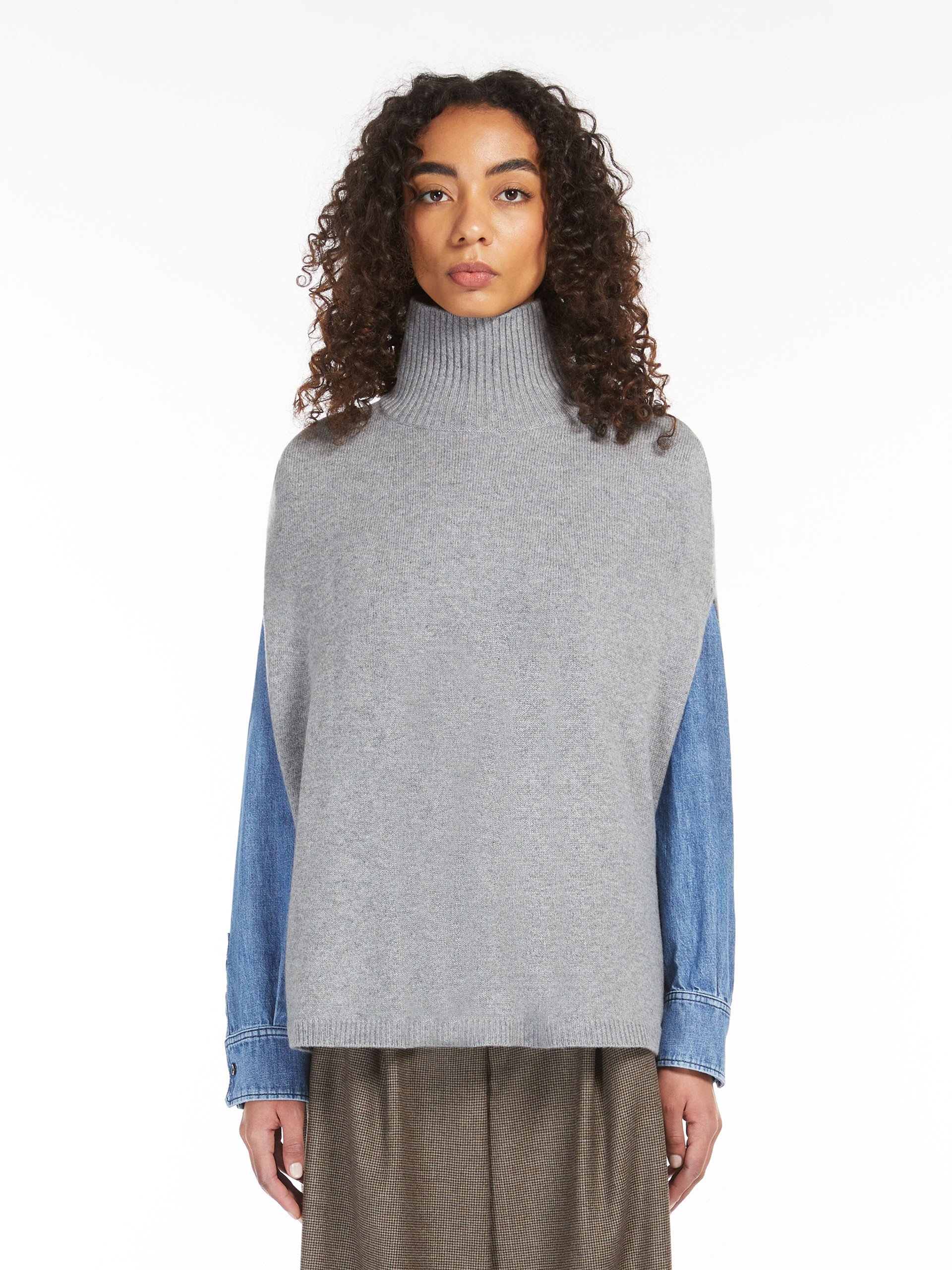 Cashmere polo-neck poncho - PEARL GREY - Weekend Max Mara - 2