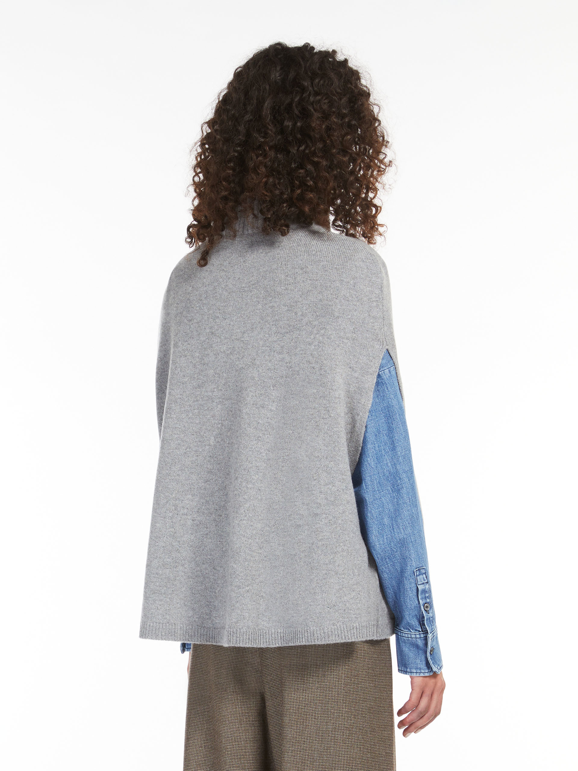 Cashmere polo-neck poncho - PEARL GREY - Weekend Max Mara - 3