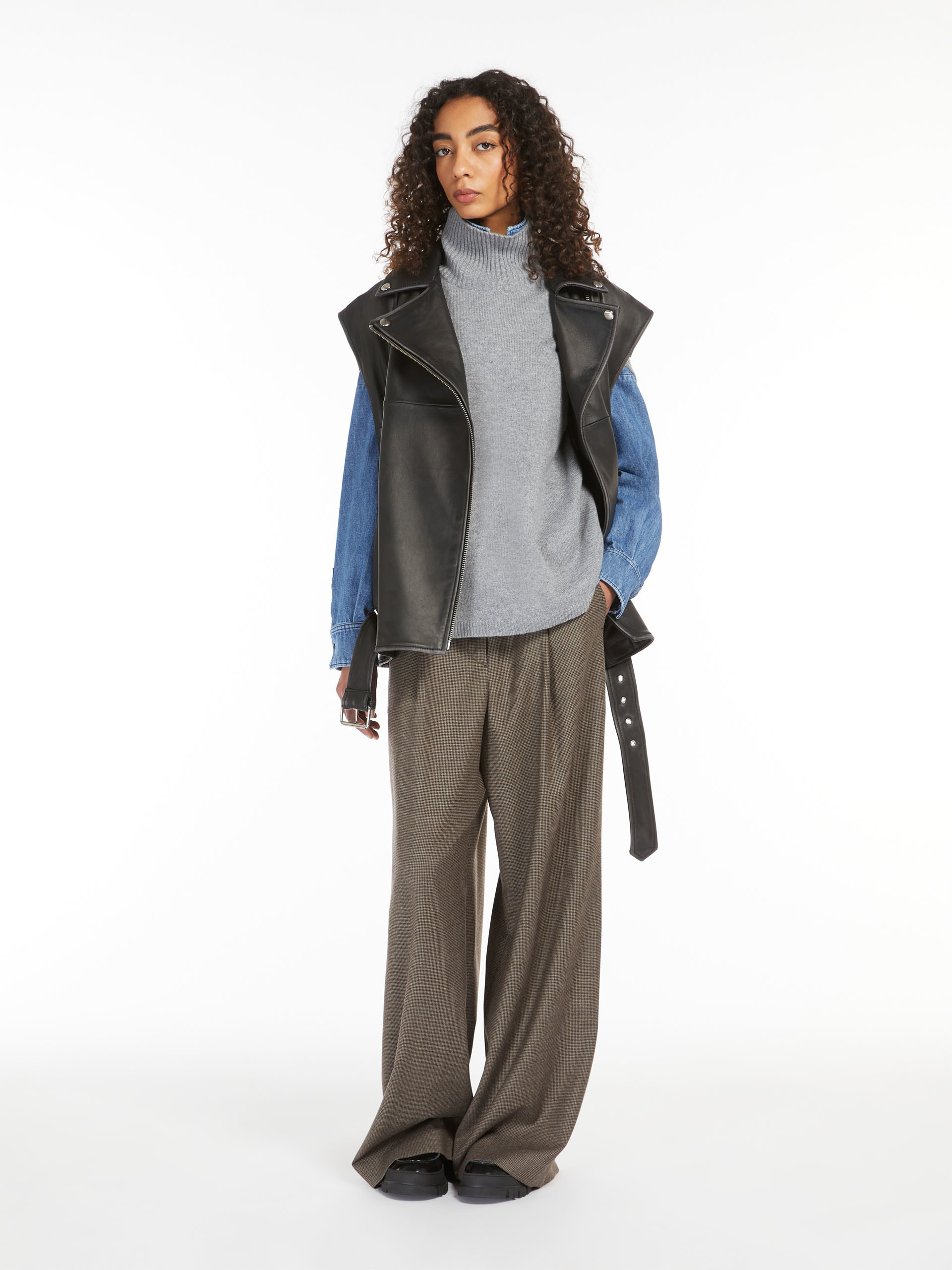 Cashmere polo-neck poncho - PEARL GREY - Weekend Max Mara
