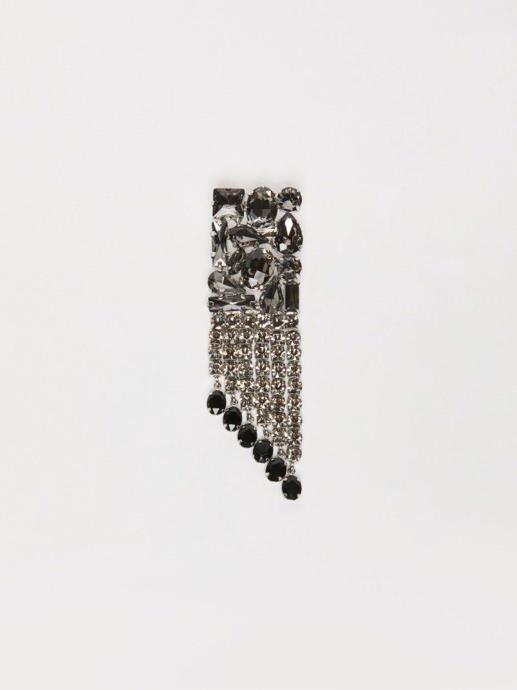 Metal and rhinestone brooch - BLACK - Weekend Max Mara