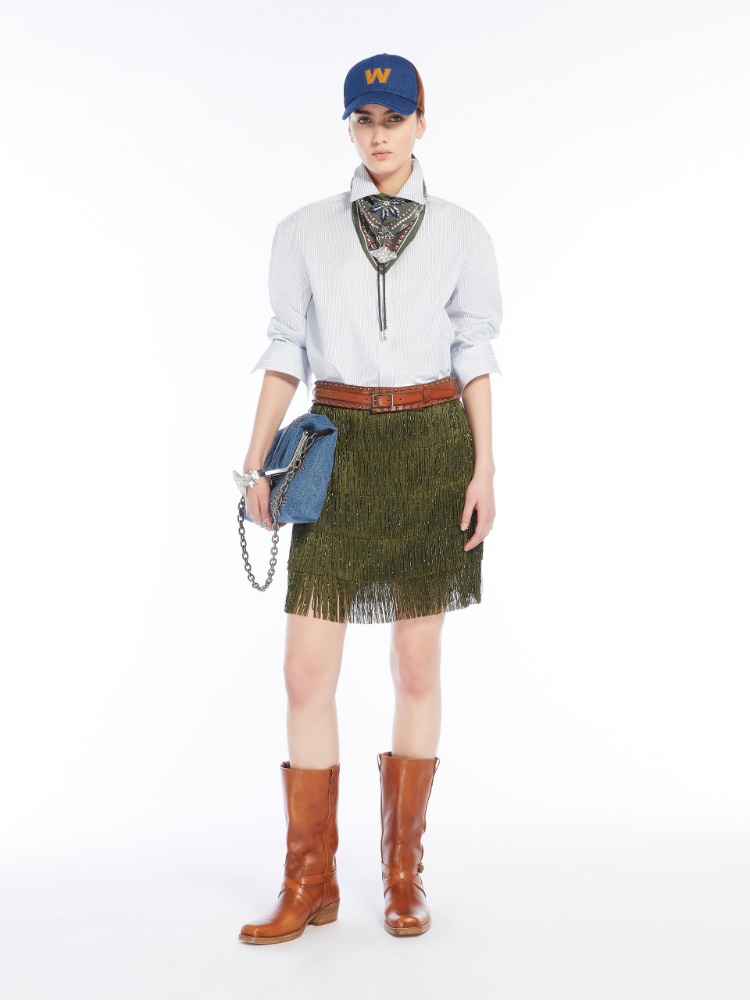 Fringed mini skirt - KAKI - Weekend Max Mara