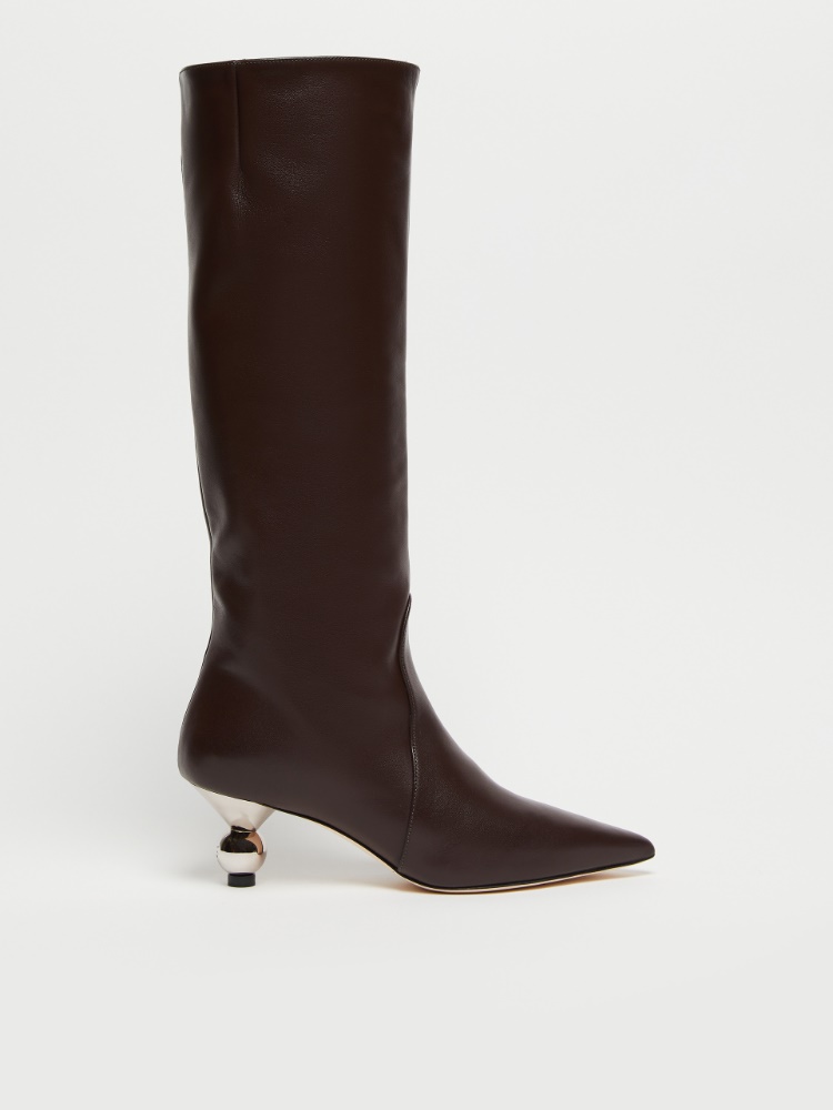 Smooth leather boots - DARK BROWN - Weekend Max Mara