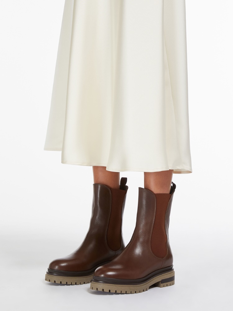 Semi-glossy leather ankle boots - COCOA - Weekend Max Mara - 2