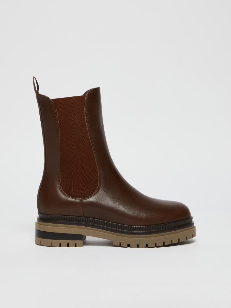 Semi-glossy leather ankle boots - COCOA - Weekend Max Mara