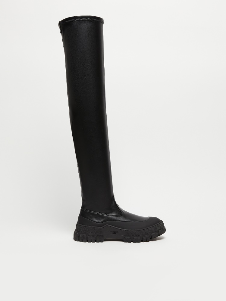 Stretch fabric thigh-high boots - BLACK - Weekend Max Mara