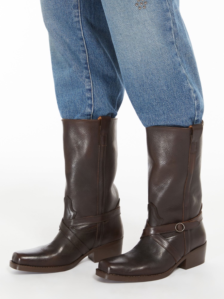 Leather boots - CHOCOLATE - Weekend Max Mara - 2