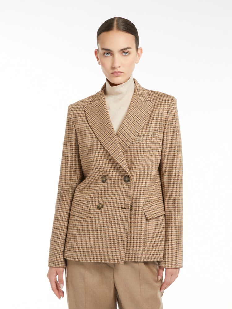 Double-breasted jacquard jersey blazer - CAMEL - Weekend Max Mara