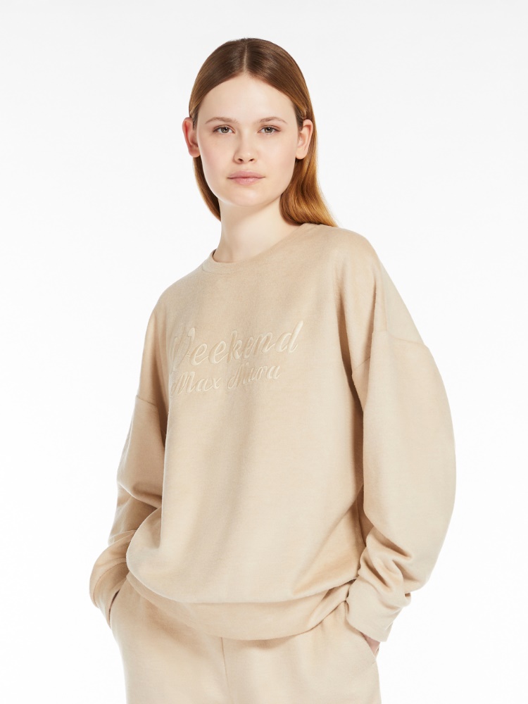 Cotton and wool broadcloth sweatshirt - SAND - Weekend Max Mara