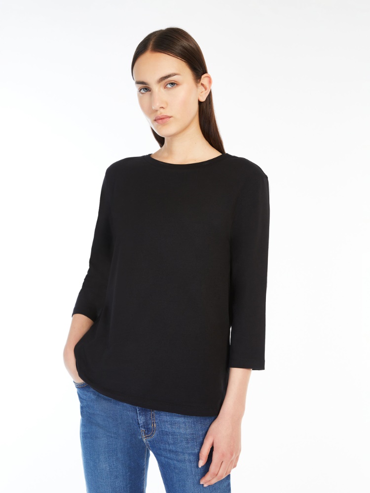 Jersey boat-neck T-shirt - BLACK - Weekend Max Mara