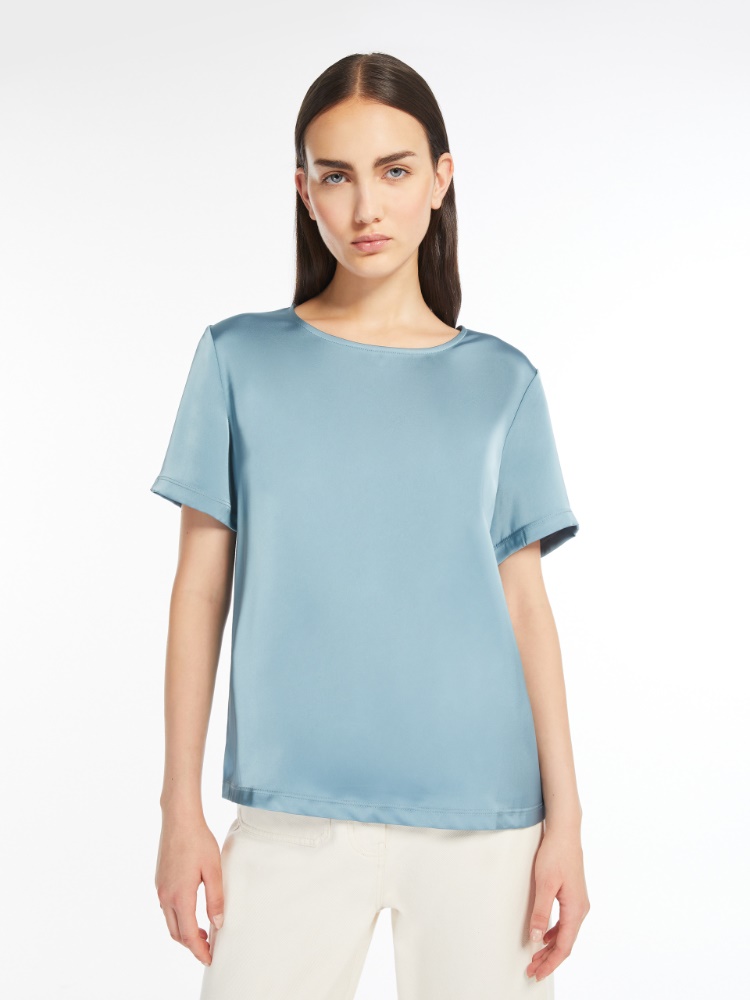 Satin and jersey T-shirt - SKY BLUE - Weekend Max Mara