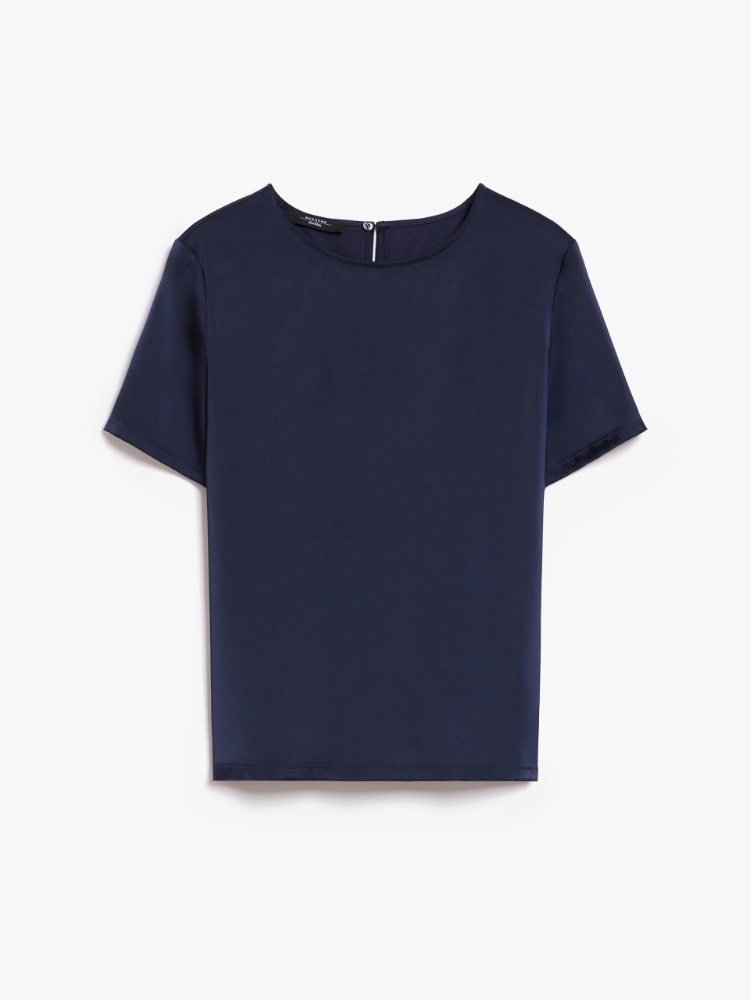 Satin and jersey T-shirt - NAVY - Weekend Max Mara - 2