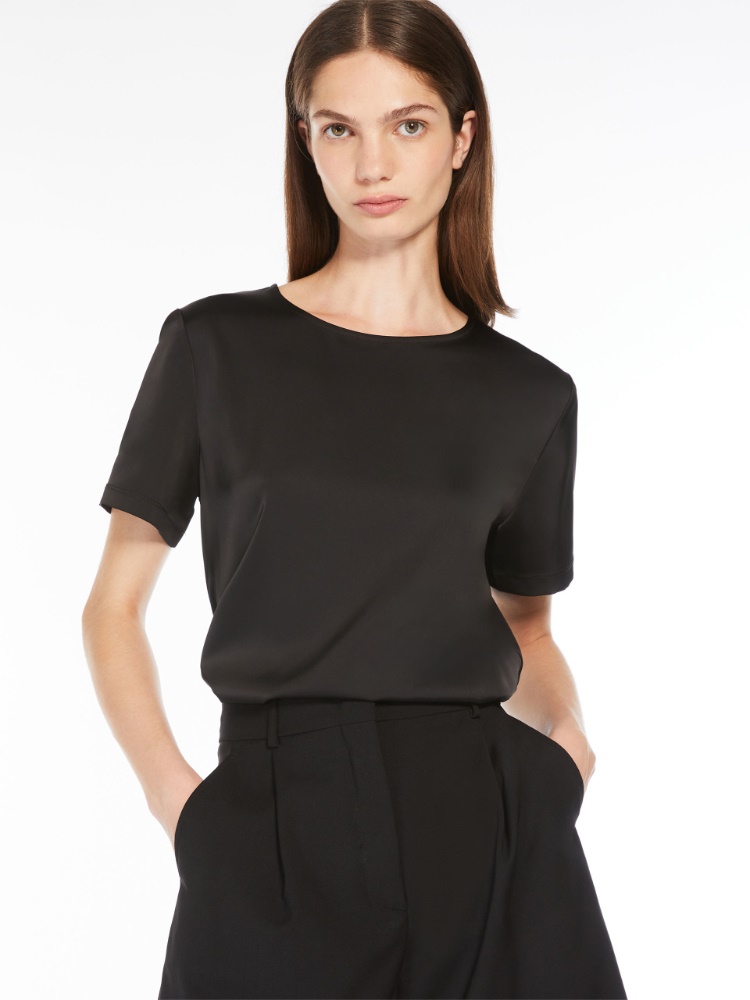 Satin and jersey T-shirt - BLACK - Weekend Max Mara