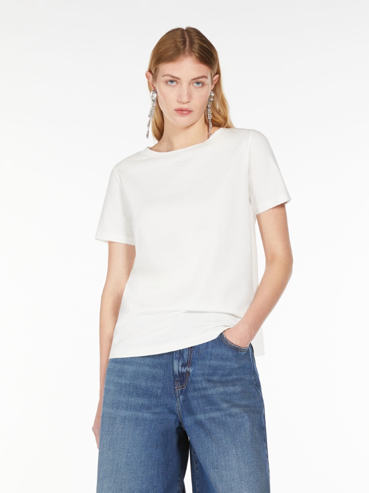 Stretch cotton basic T-shirt - WHITE - Weekend Max Mara