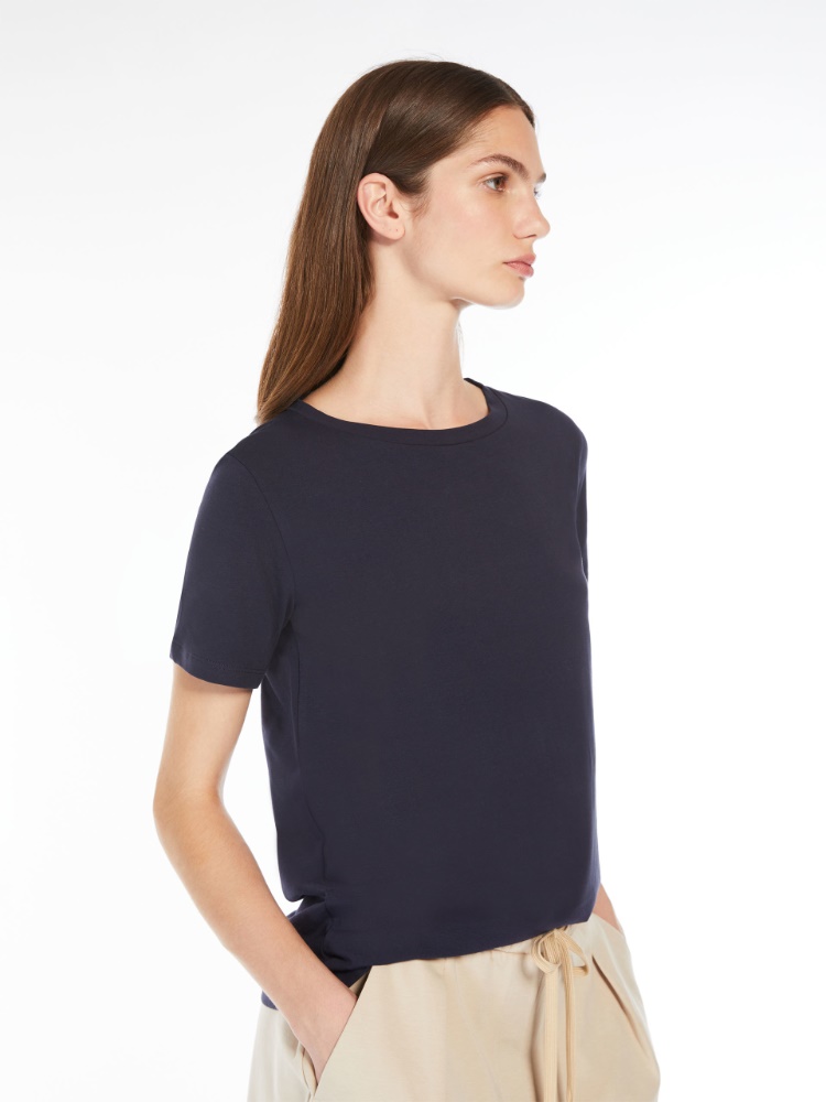 Stretch cotton basic T-shirt - NAVY - Weekend Max Mara