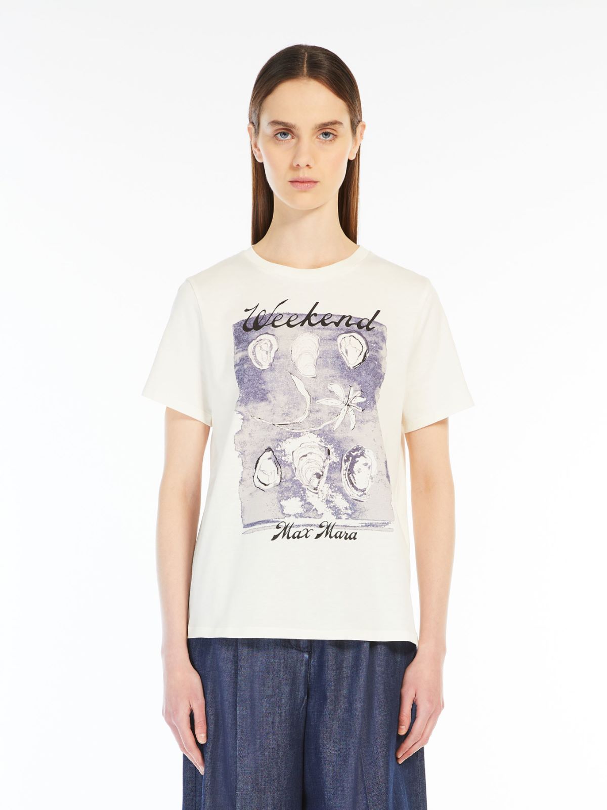 Printed cotton T-shirt, ecru | Weekend Max Mara