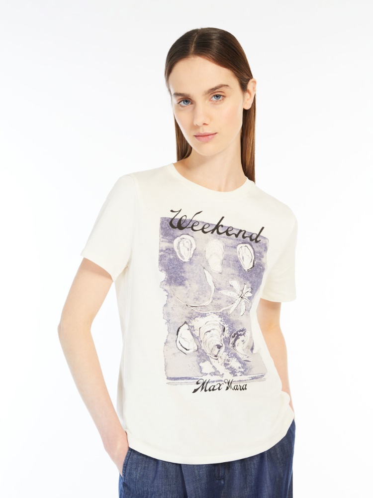 Printed cotton T-shirt - ECRU - Weekend Max Mara