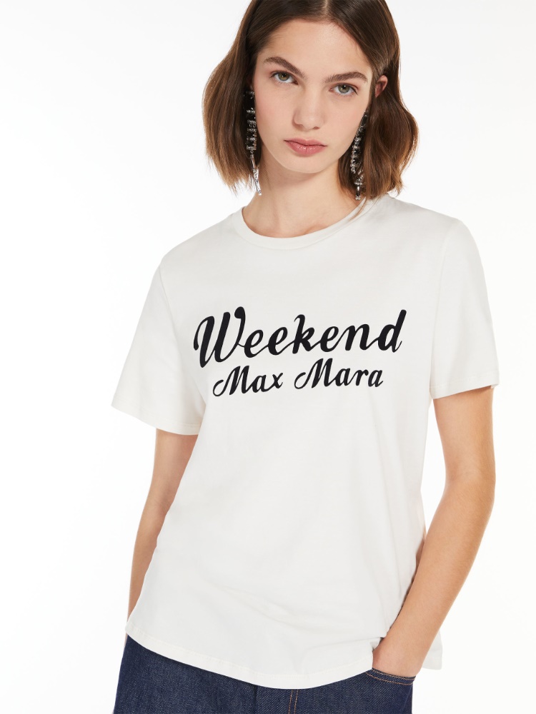 Printed cotton T-shirt - ECRU - Weekend Max Mara