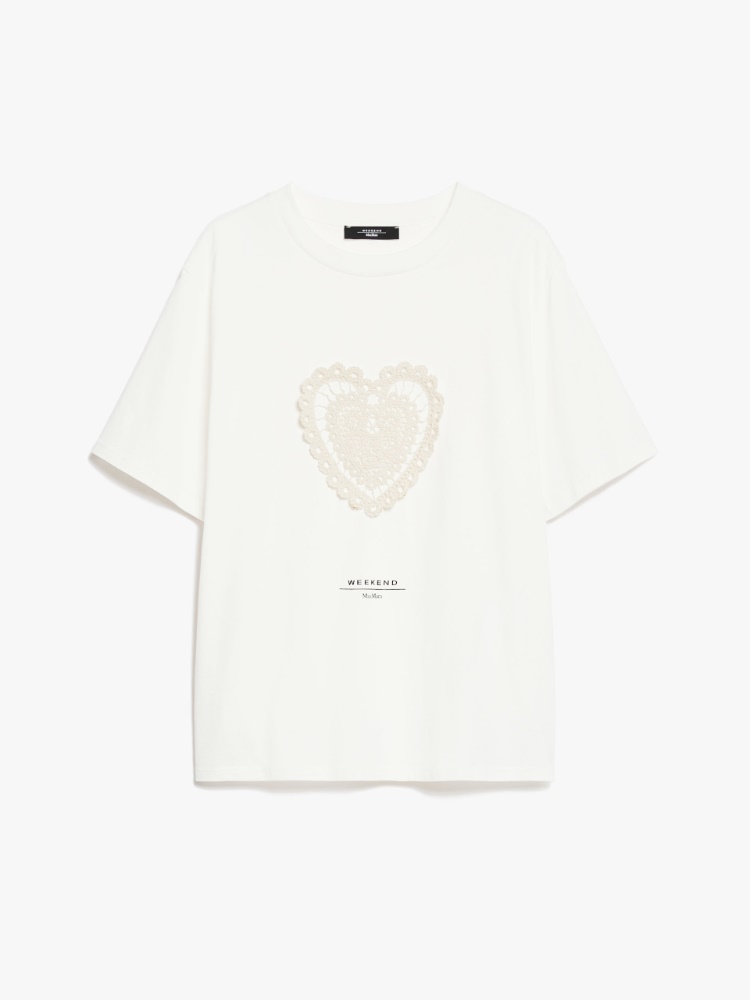 Cotton T-shirt with embroidered lettering detail - WHITE - Weekend Max Mara - 2