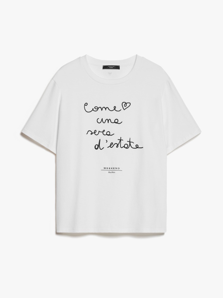 Cotton T-shirt with embroidered lettering detail - WHITE - Weekend Max Mara - 2