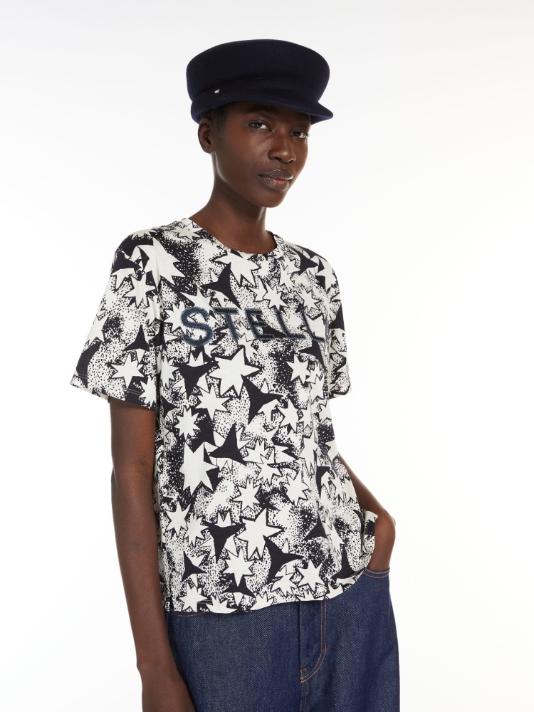 Print and embroidery-adorned cotton T-shirt -  - Weekend Max Mara