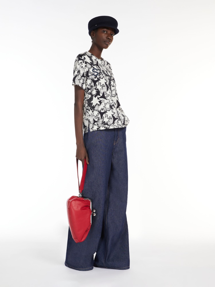 Print and embroidery-adorned cotton T-shirt - NAVY - Weekend Max Mara - 2