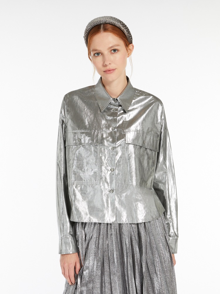 Lamé cotton shirt - SILVER - Weekend Max Mara