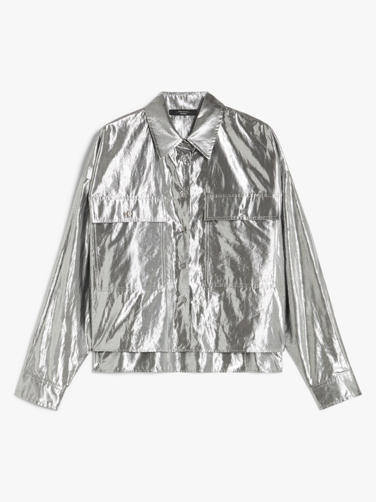 Lamé cotton shirt - SILVER - Weekend Max Mara - 2