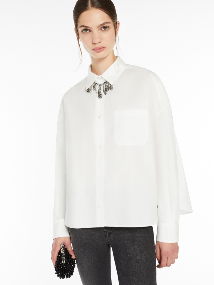 Cotton poplin shirt - WHITE - Weekend Max Mara