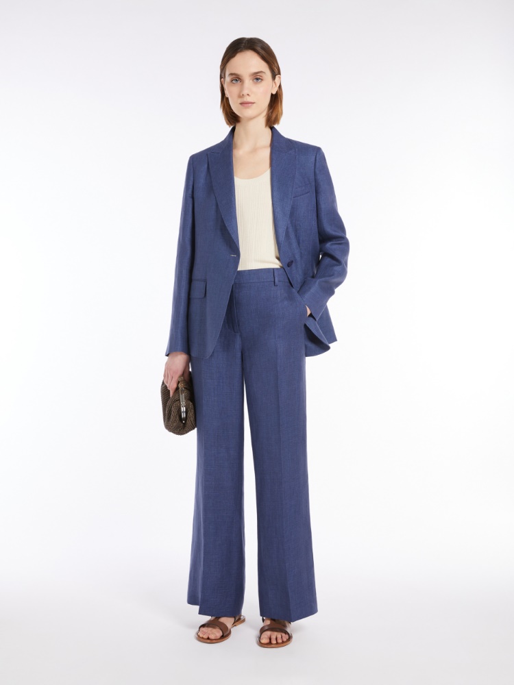 Linen canvas trousers - NAVY - Weekend Max Mara