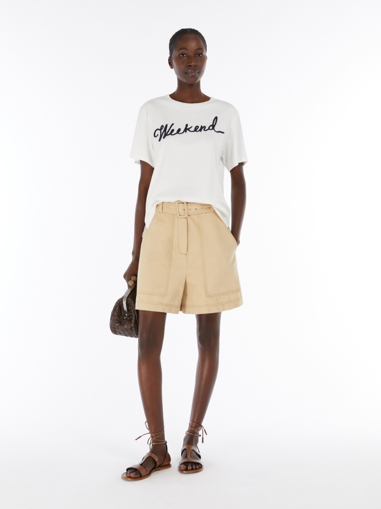 Cotton and linen Bermuda shorts - SAND - Weekend Max Mara