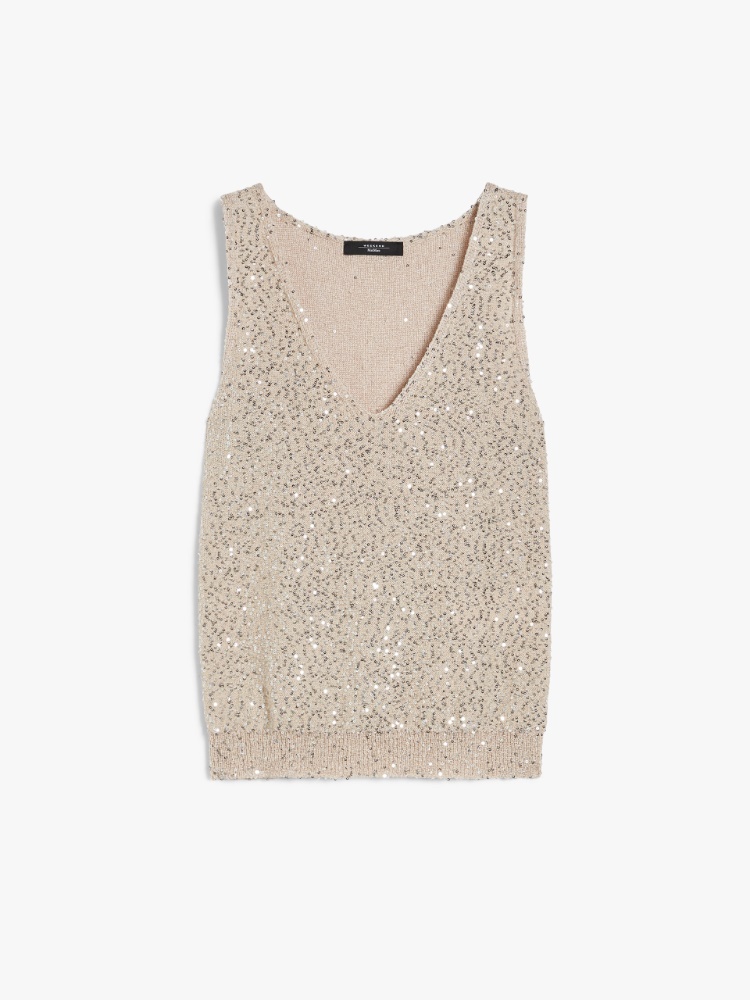 Sequinned yarn top - SILVER - Weekend Max Mara