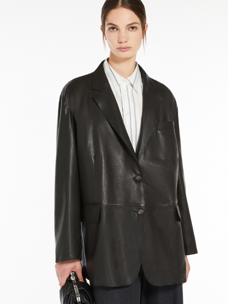 Single-breasted nappa-leather blazer - BLACK - Weekend Max Mara