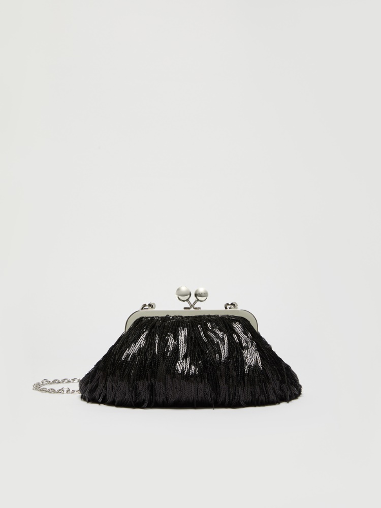 Small Pasticcino Bag with fringes and sequins - BLACK - Weekend Max Mara