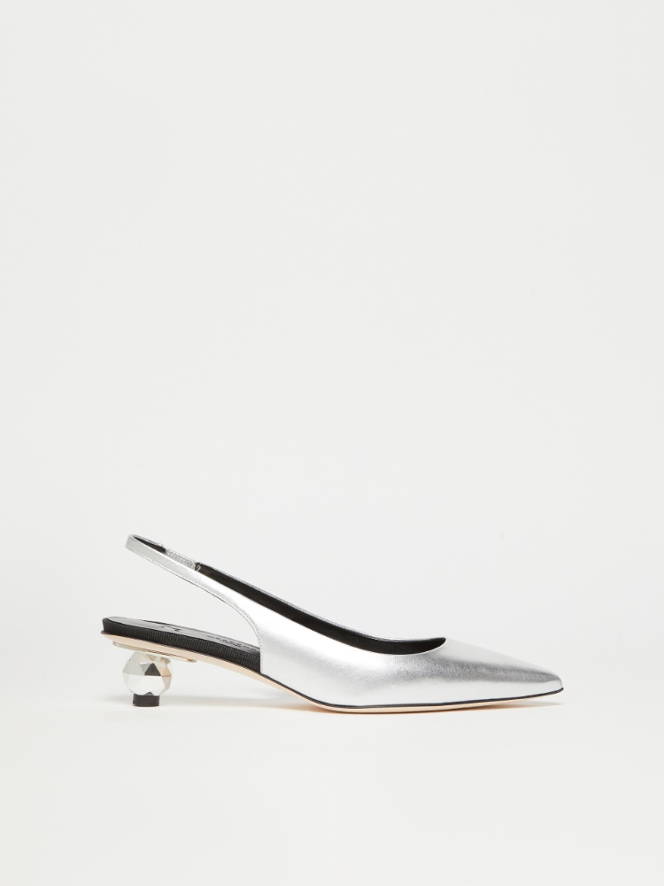 Laminated nappa leather slingbacks - SILVER - Weekend Max Mara