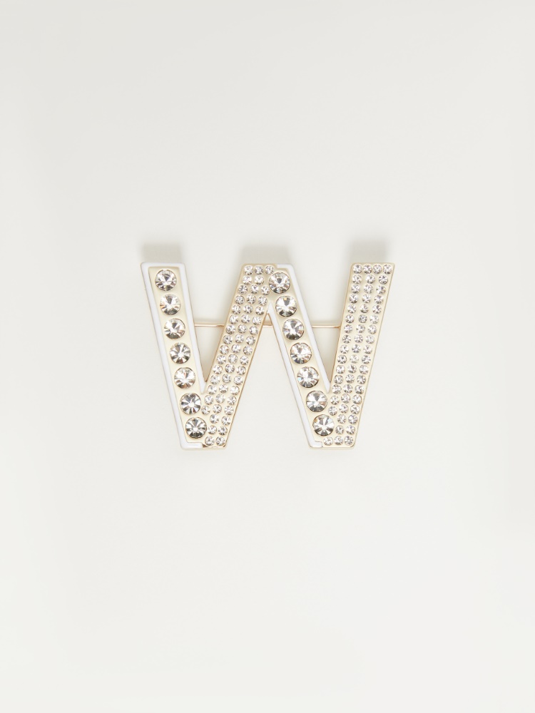 Metal brooch with rhinestones - OPTICAL WHITE - Weekend Max Mara