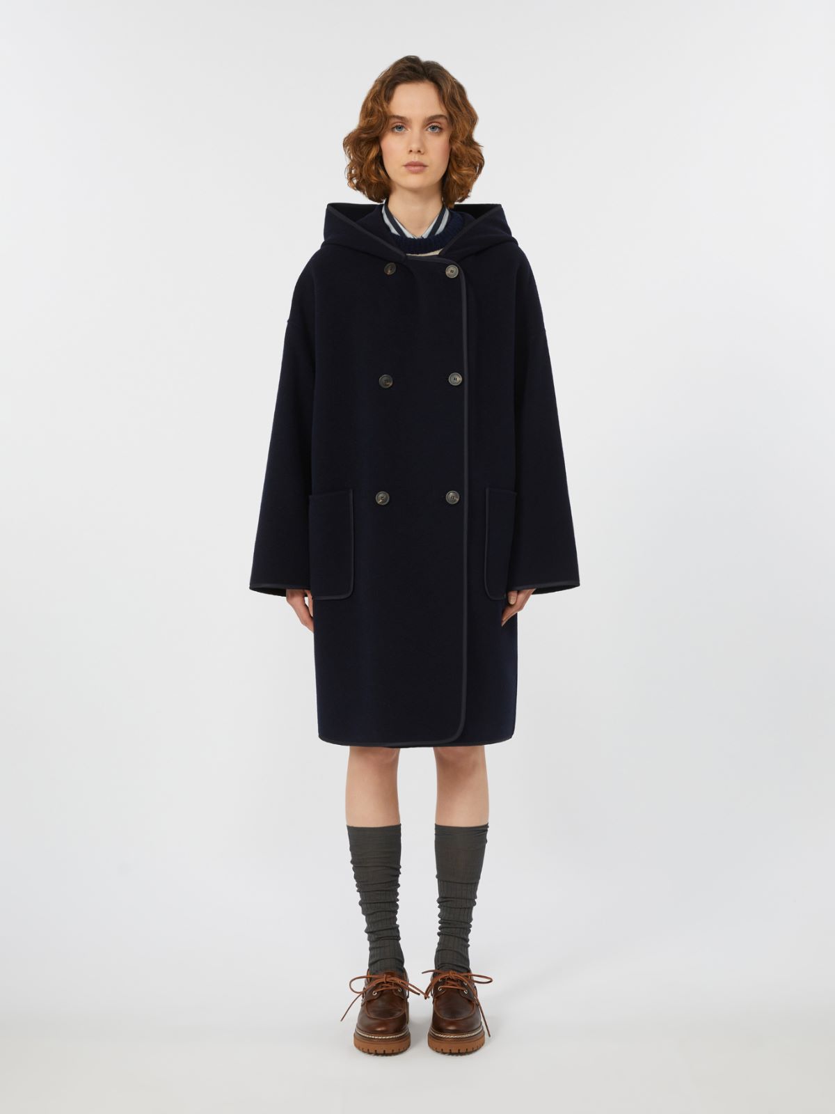 Coat in double-faced wool broadcloth - NAVY - Weekend - 2