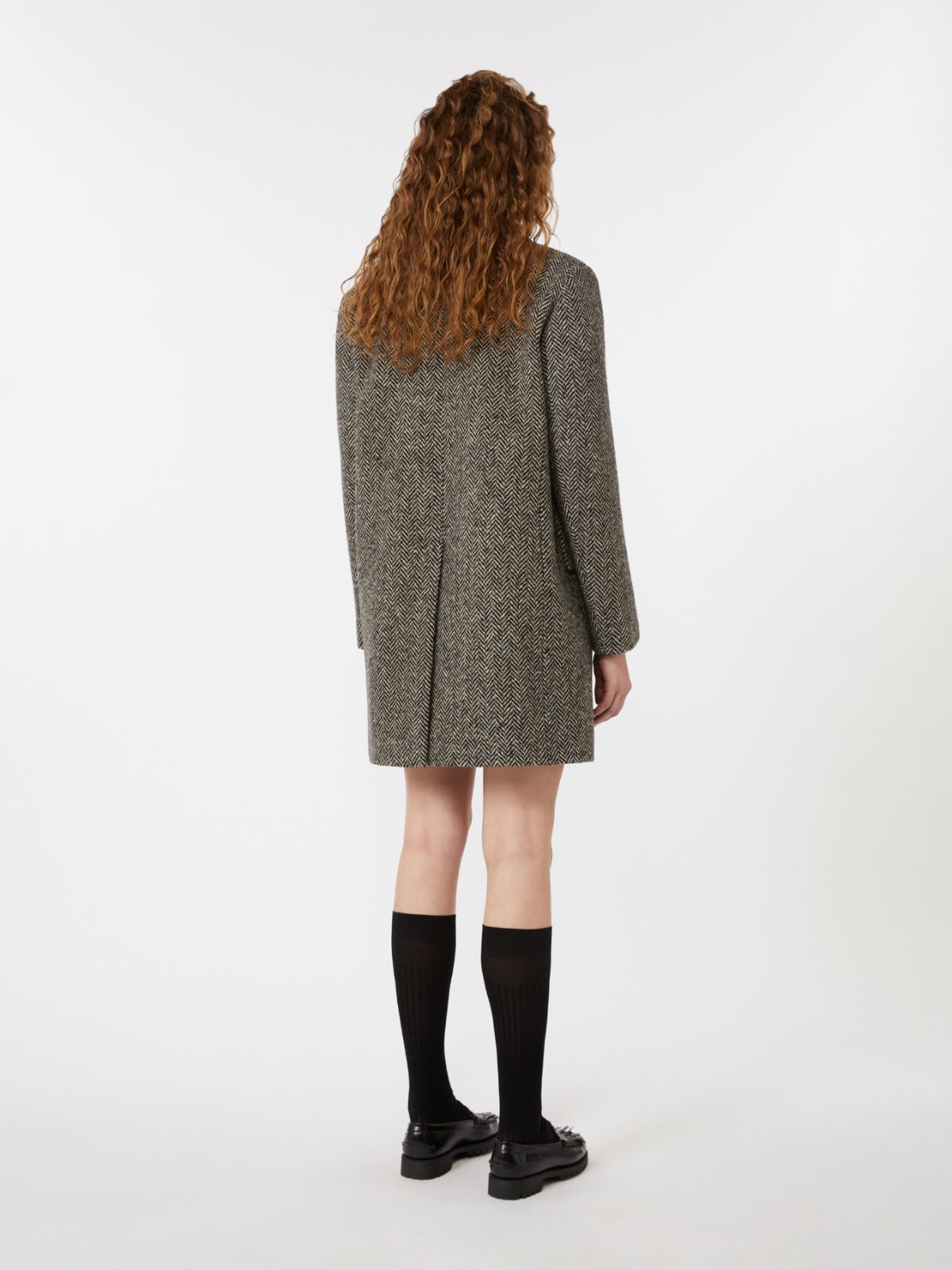 Single-breasted tweed coat - BLACK - Weekend - 3
