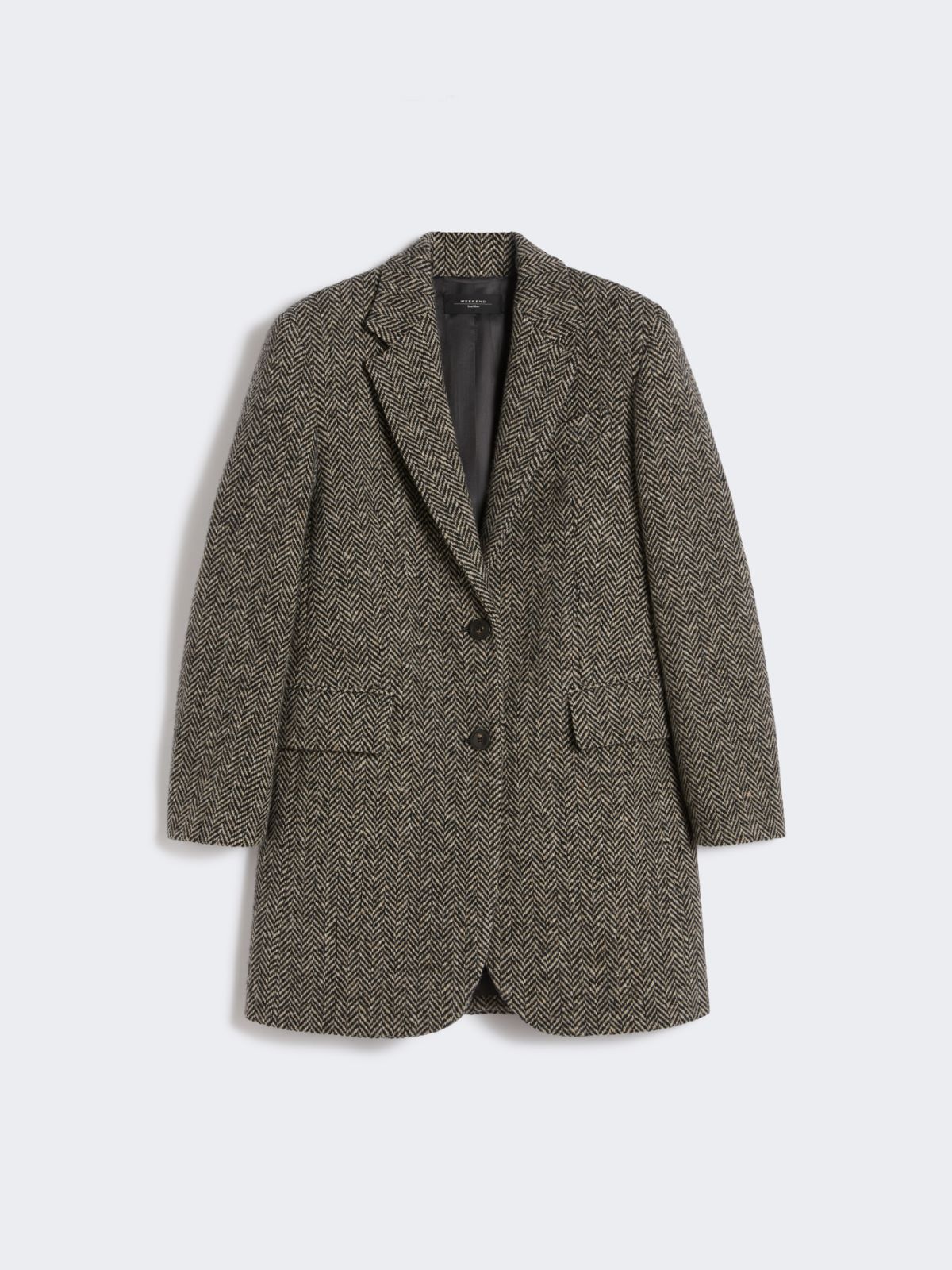Single-breasted tweed coat - BLACK - Weekend - 5