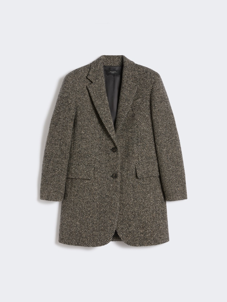 Single-breasted tweed coat - BLACK - Weekend - 5