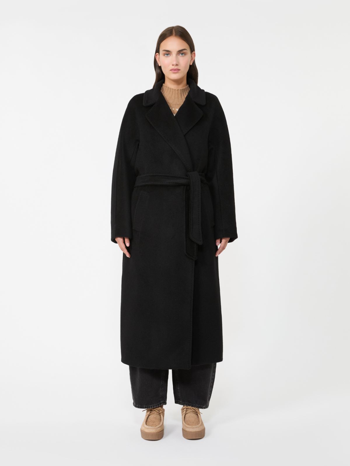 Long wool and alpaca coat - BLACK - Weekend - 2