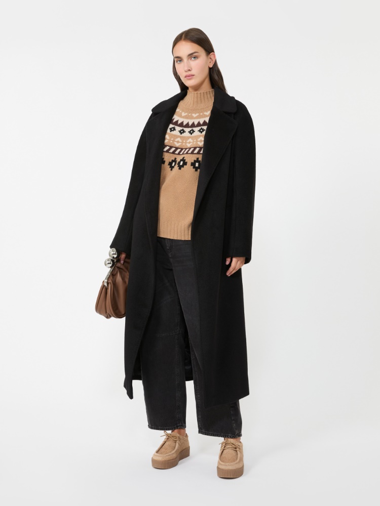 Long wool and alpaca coat - BLACK - Weekend