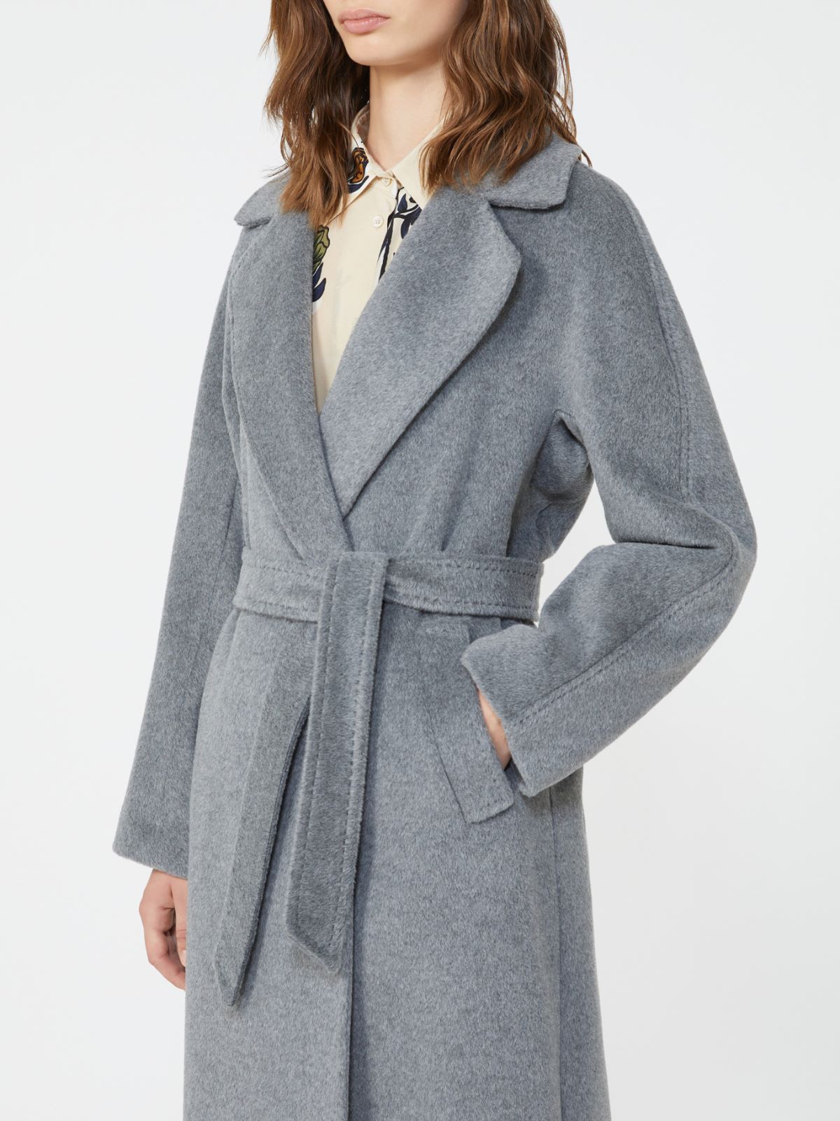 Long wool and alpaca coat - MEDIUM GREY - Weekend - 4