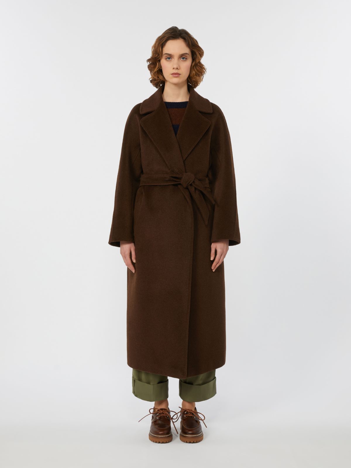 Long wool and alpaca coat - CHOCOLATE - Weekend - 2